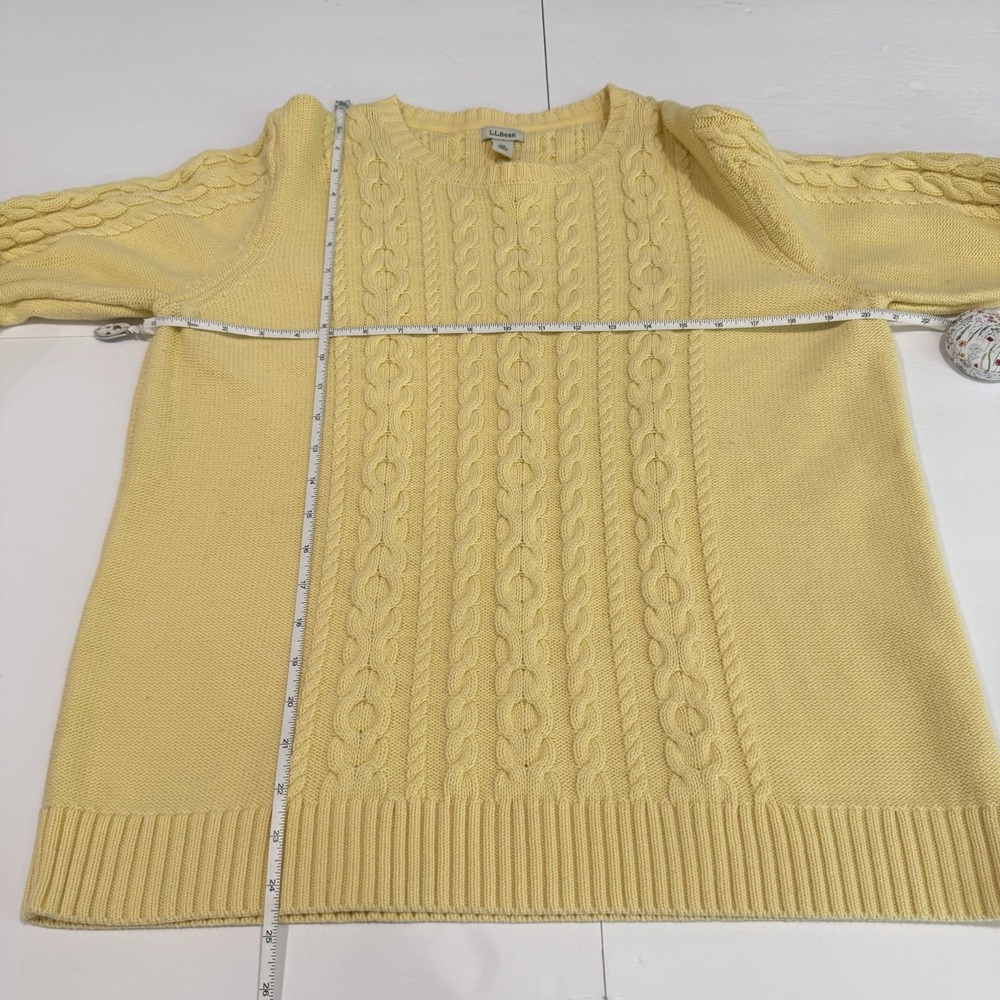 LL Bean Yellow‎ Double L Mixed Cable Crew Neck Pullover Sweater Size XL - Picture 8 of 11